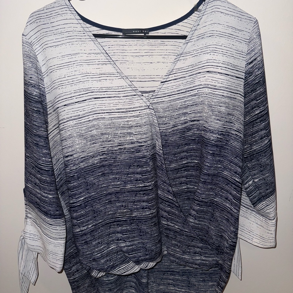Chico's Navy and White Striped Blouse